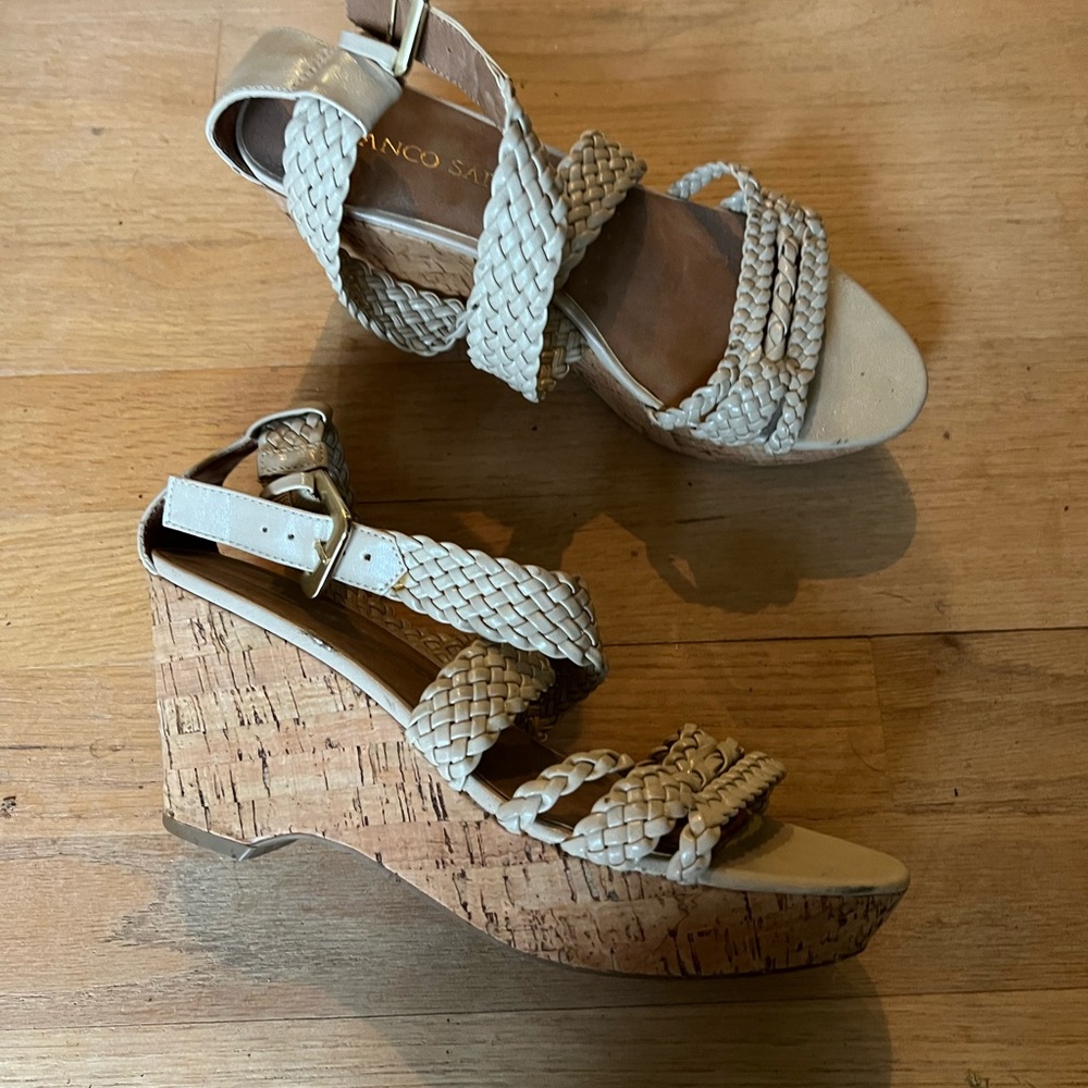 Franco Sarto Braided Tan Wedge Sandals